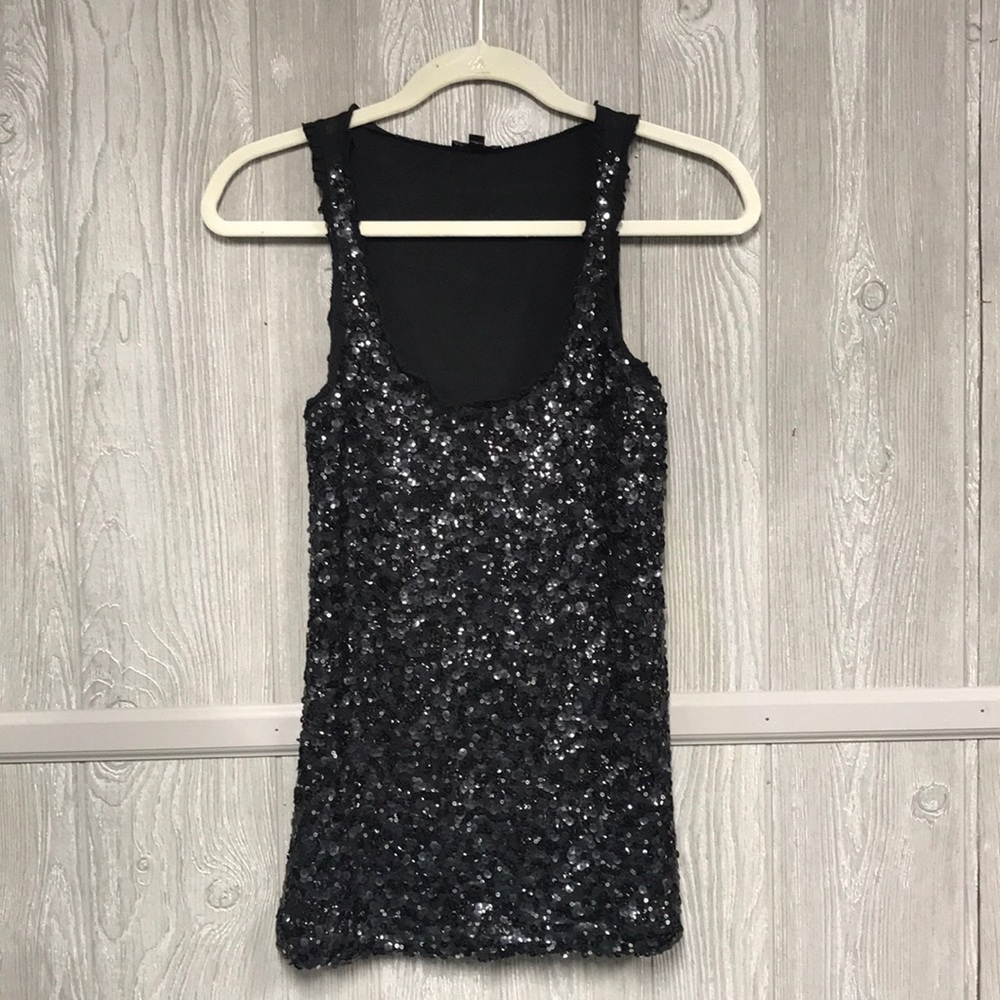 Black Sequin Express Tank Size XS EUC